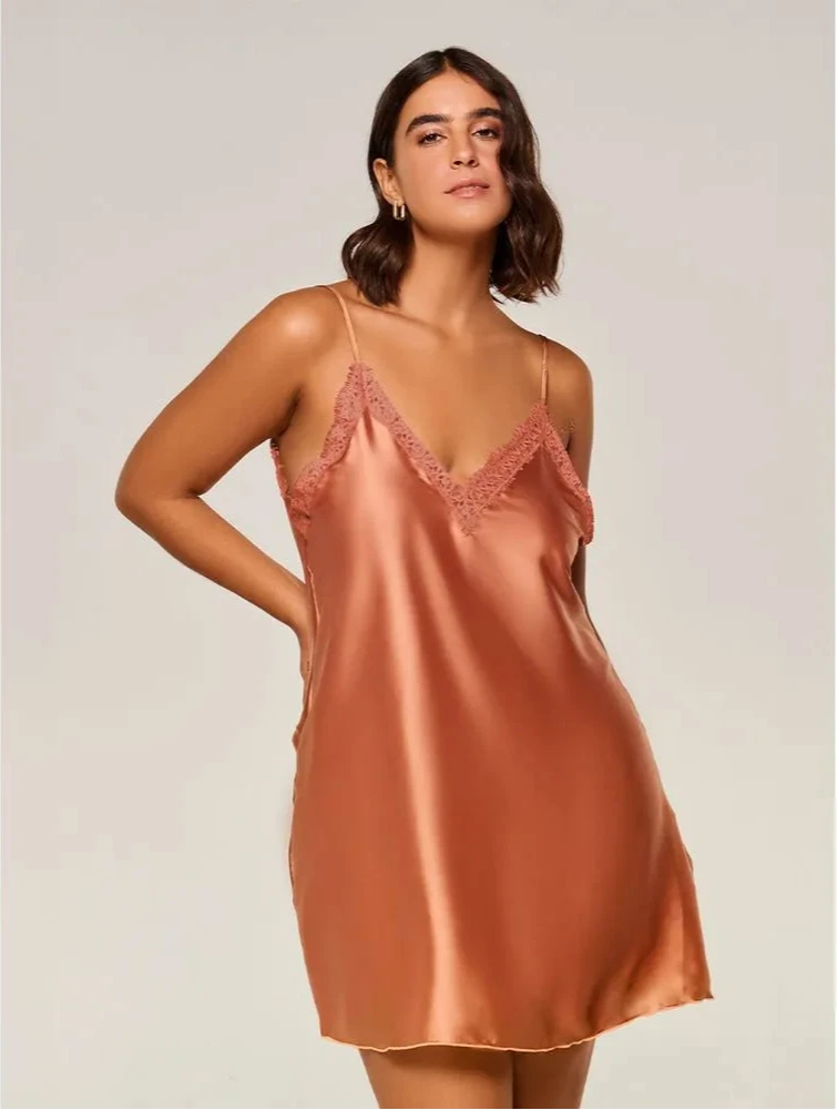 Bronze Short Satin Loungewear Slip