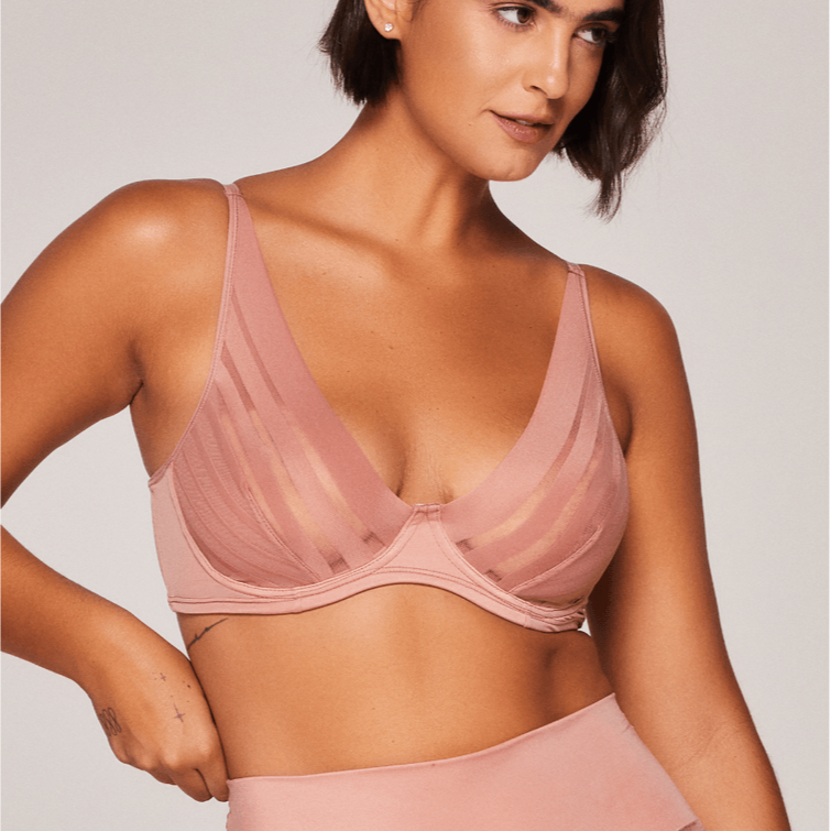 Striped Tulle Balconette Bra