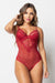 Red Bodysuit in Tulle and Lace