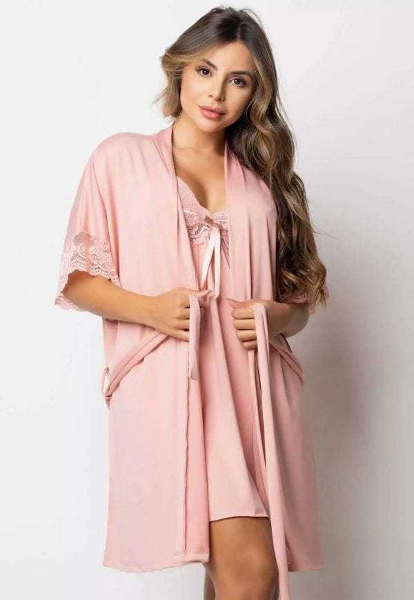 Rio Robe Fluro Yellow Pink Lace